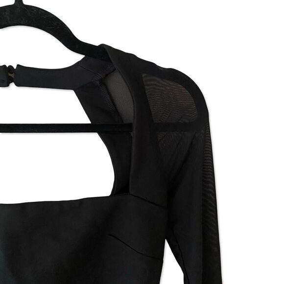 NWT Superdown Halley Bodycon Dress Black knit mini mesh Revolve S - Picture 4 of 10